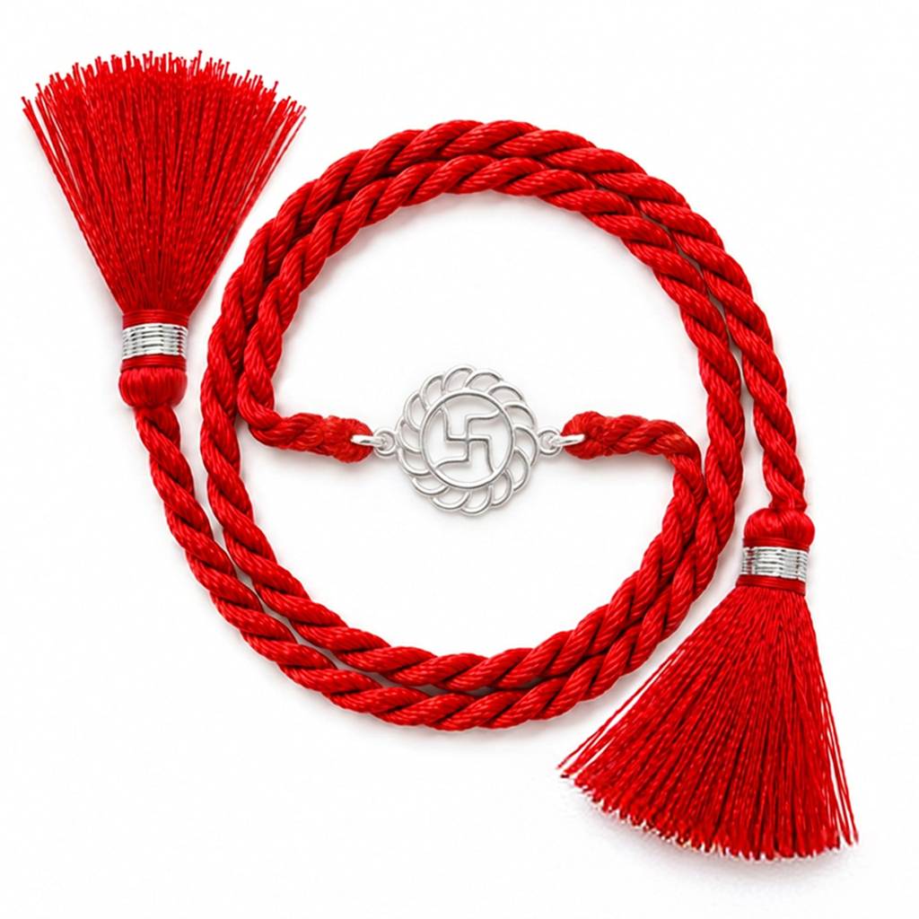 Sacred Swastika Rhodium Plated 925 Silver Rakhi : RKH-10138-S