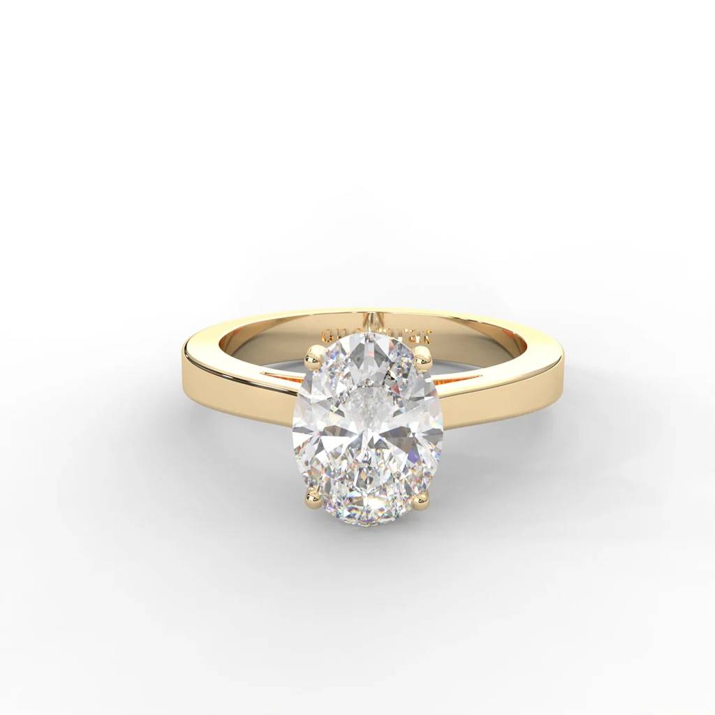 Oval Moissanite Solitaire Ring - 1 Carat In 14K Yellow Gold Plated : RL-0009-Y-8