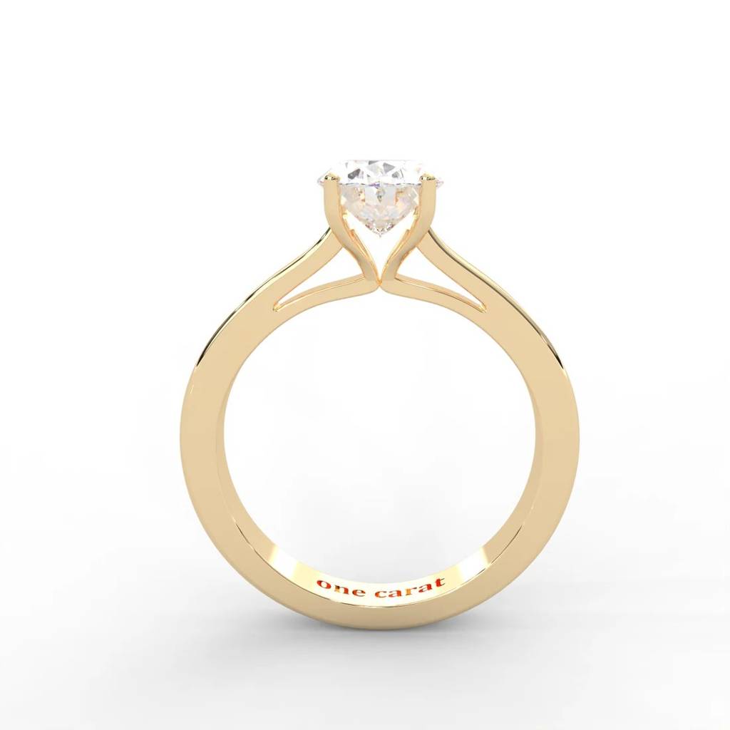 Oval Moissanite Solitaire Ring - 1 Carat In 14K Yellow Gold Plated : RL-0009-Y-8