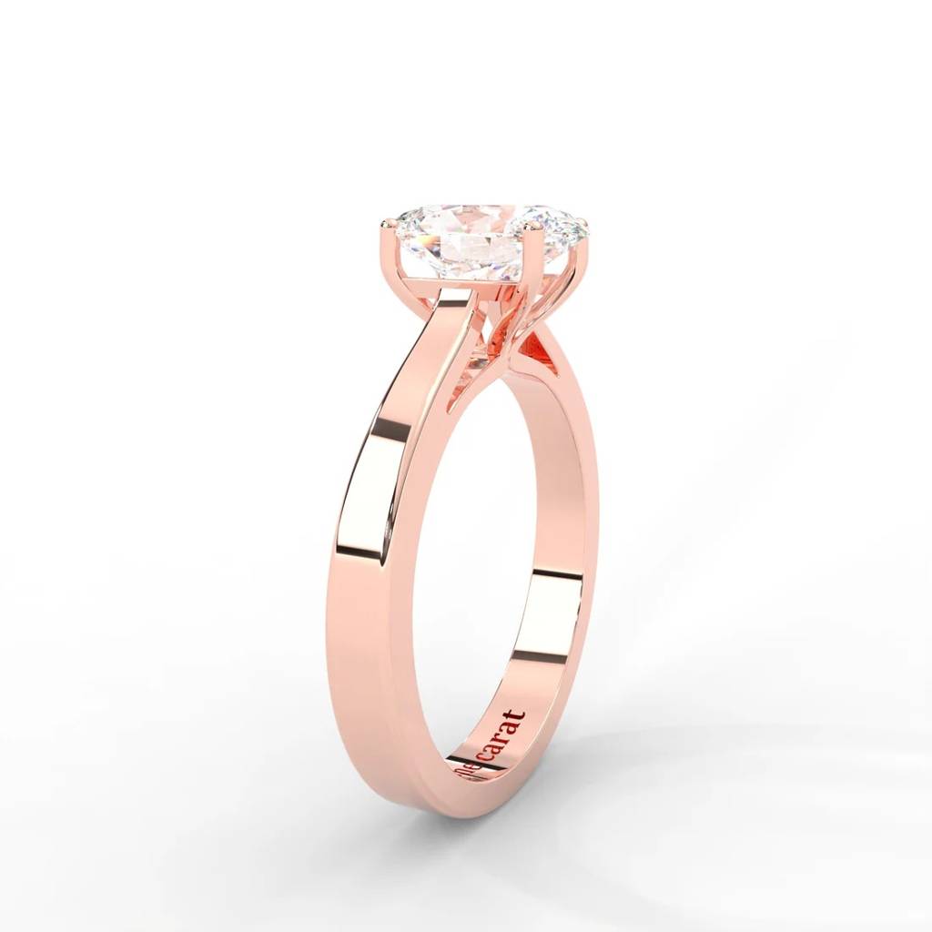 Oval Moissanite Solitaire Ring - 1 Carat In 14K Rose  Gold Plated : RL-0009-RG-8