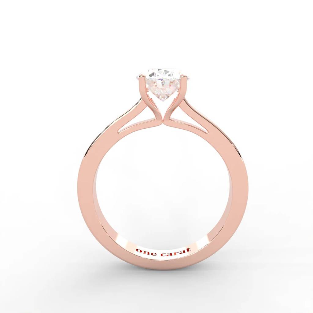 Oval Moissanite Solitaire Ring - 1 Carat In 14K Rose  Gold Plated : RL-0009-RG-8