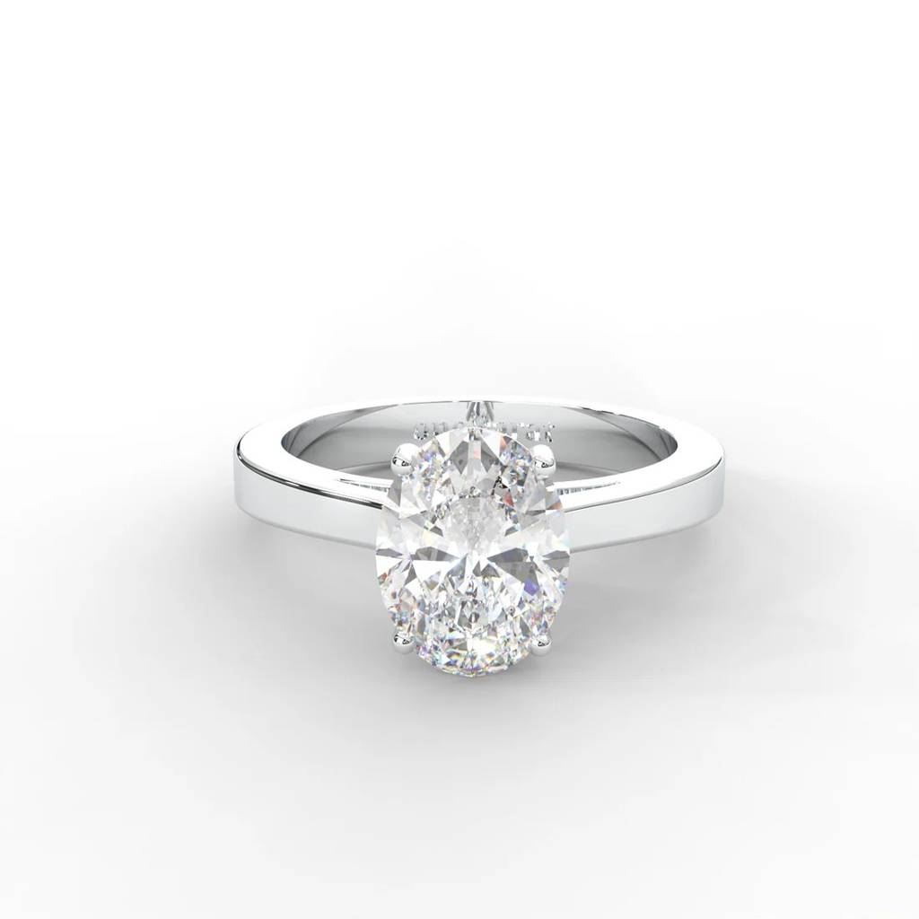 Oval Moissanite Solitaire Ring - 1 Carat In 14K White Gold Plated : RL-0009-WH-8