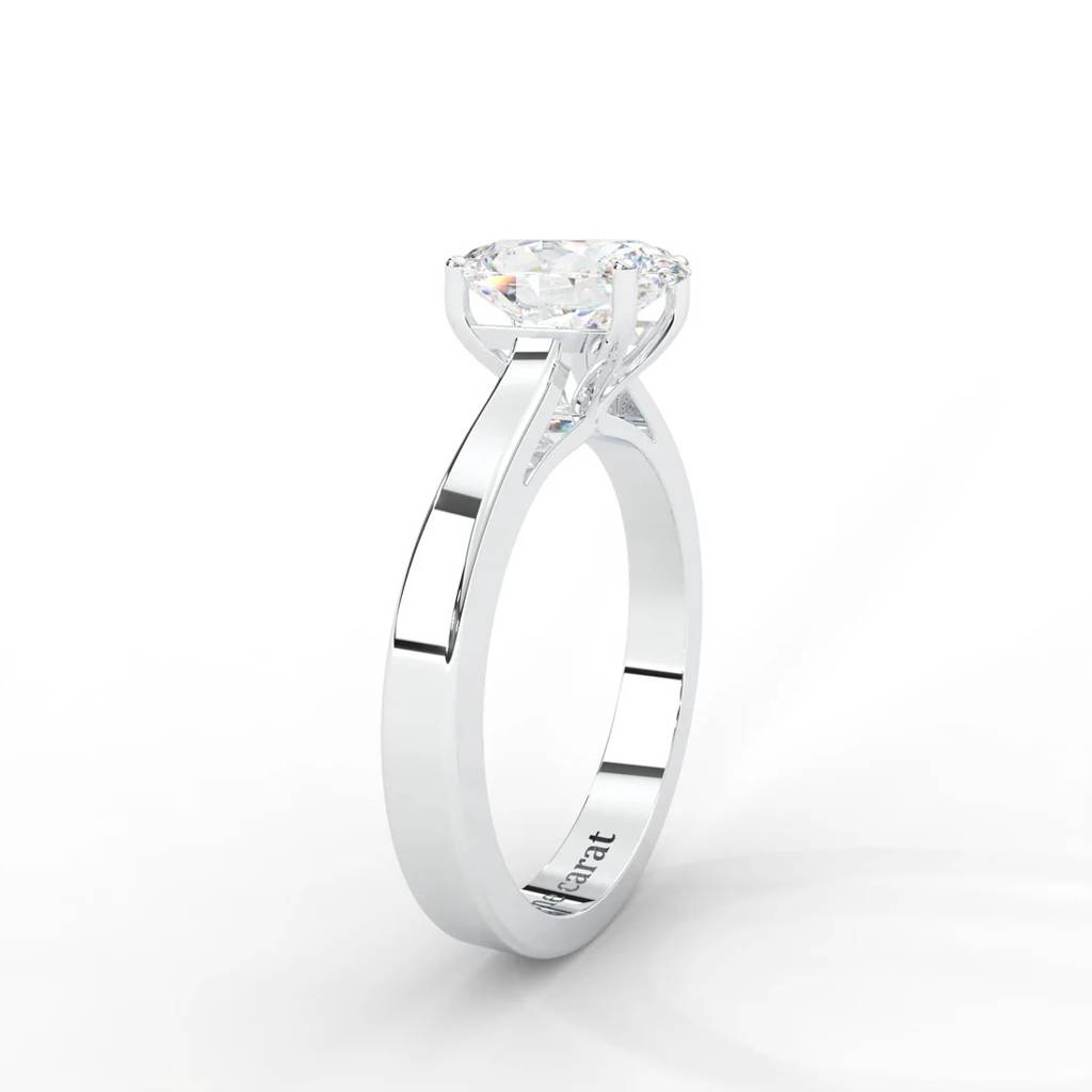Oval Moissanite Solitaire Ring - 1 Carat In 14K White Gold Plated : RL-0009-WH-8