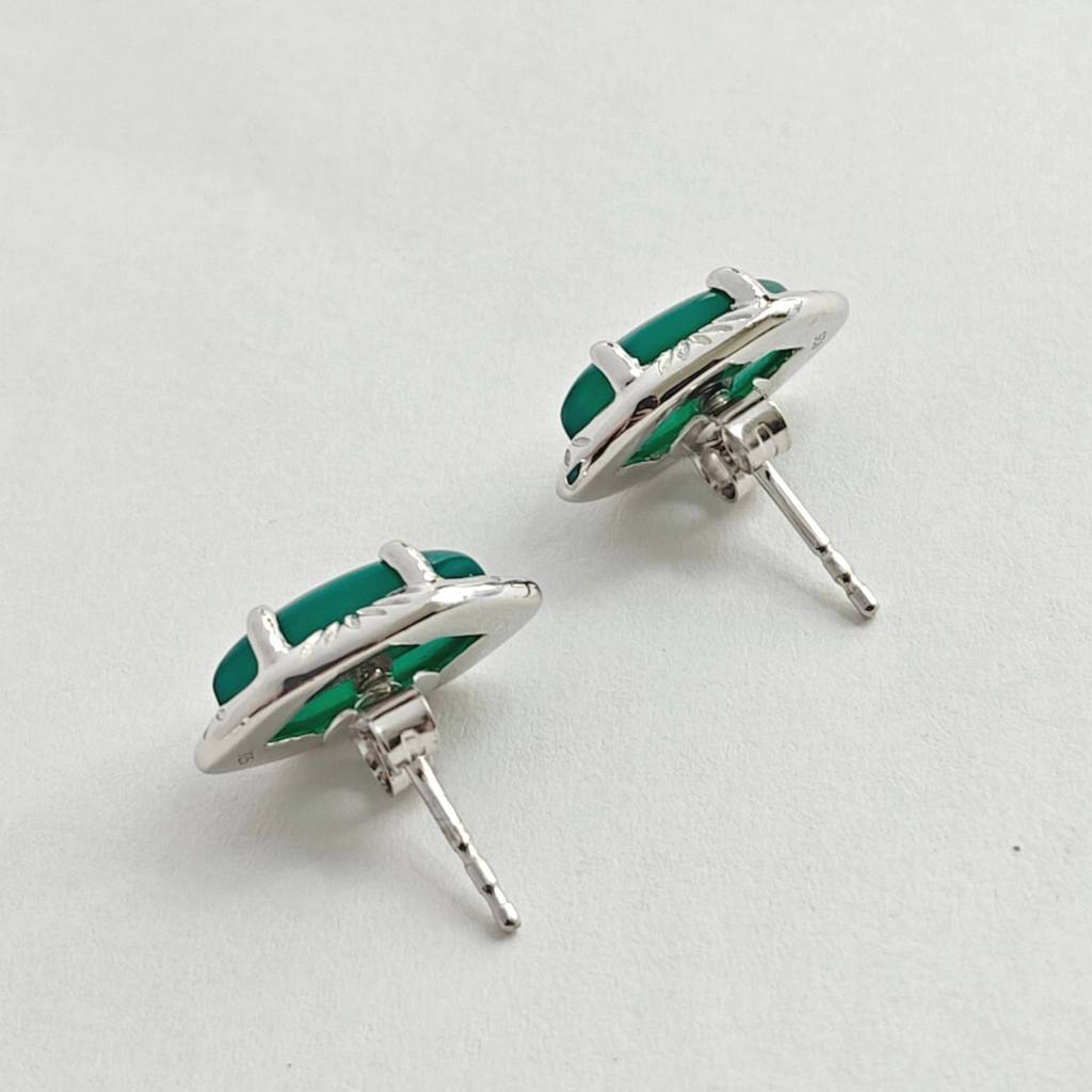 Whispers Of Ancient Forests Stud Earrings : ER-AFOR25-SL-GRN