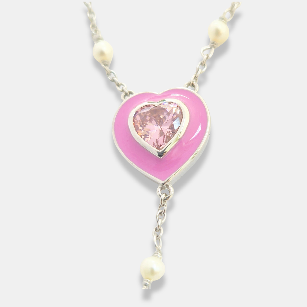 The Heartline Necklace : NK-HRT13-SL-PNK