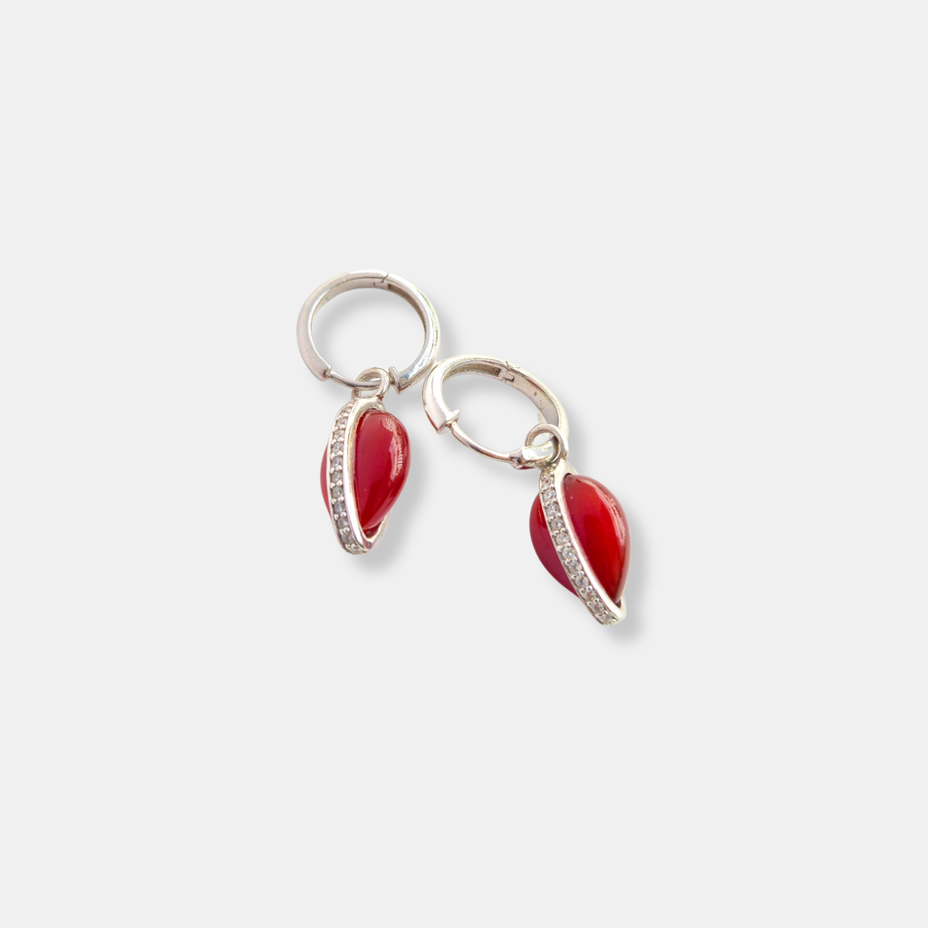 Hoops Today Drops Tomorrow Earrings : ER-HTDT27-SL-RED