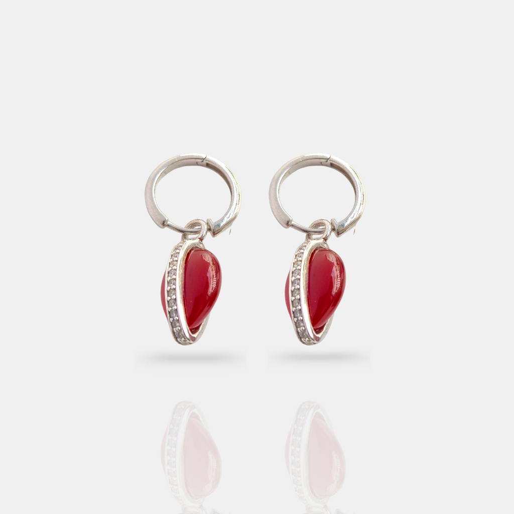 Hoops Today Drops Tomorrow Earrings : ER-HTDT27-SL-RED