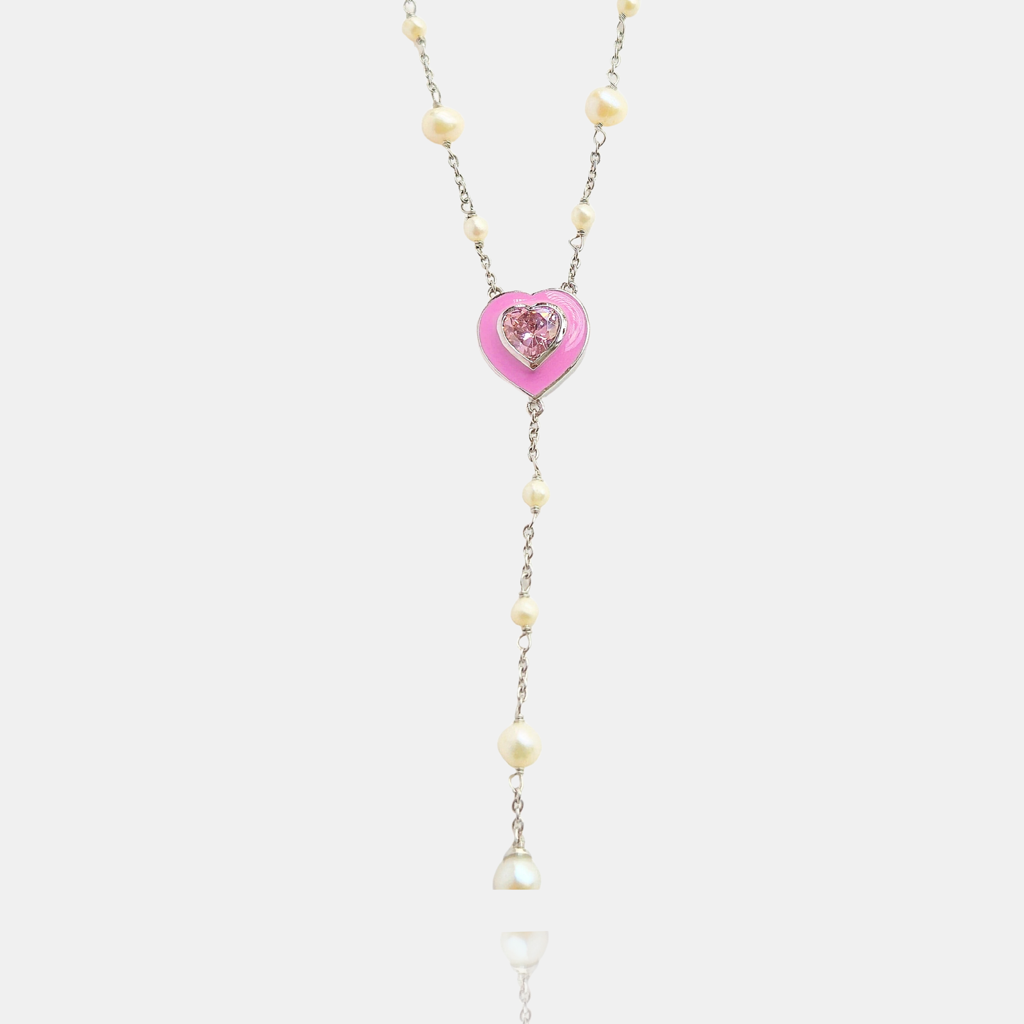 The Heartline Necklace : NK-HRT13-SL-PNK