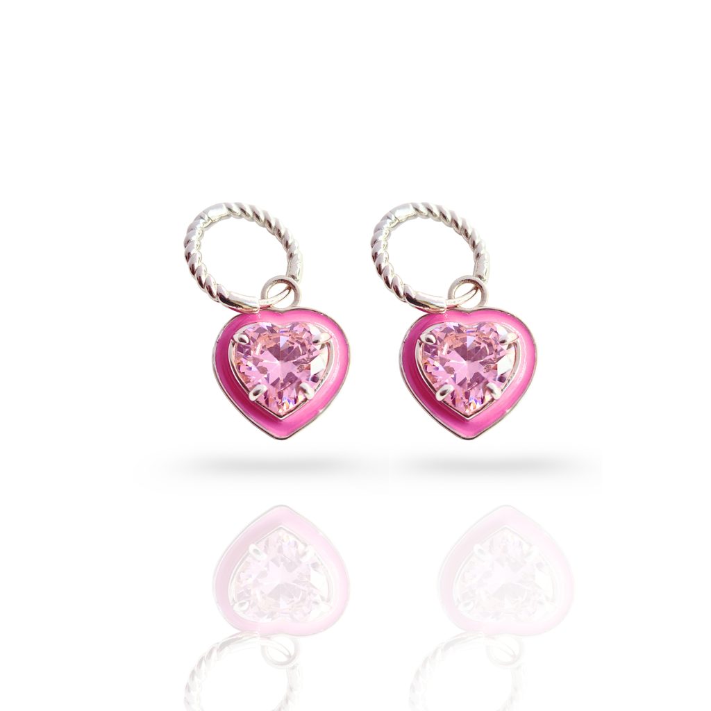Blushé Heart Convertible Hoop Earrings : ER-HRT23-SL-PNK