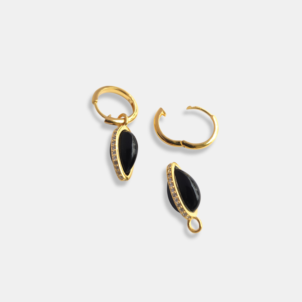 Hoops Today Drops Tomorrow Earrings : ER-HTDT27-YG-BLK
