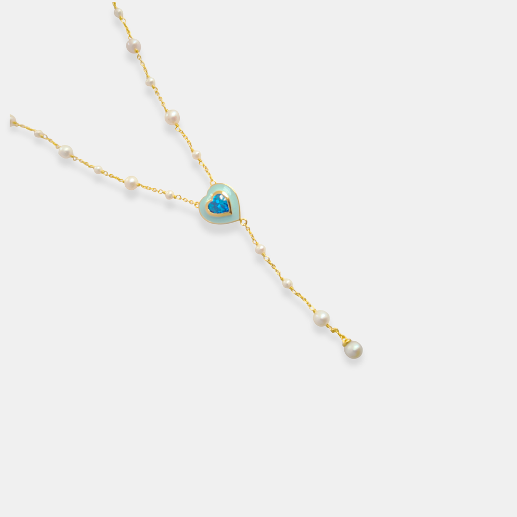 The Heartline Necklace : NK-HRT12-YG-BLU