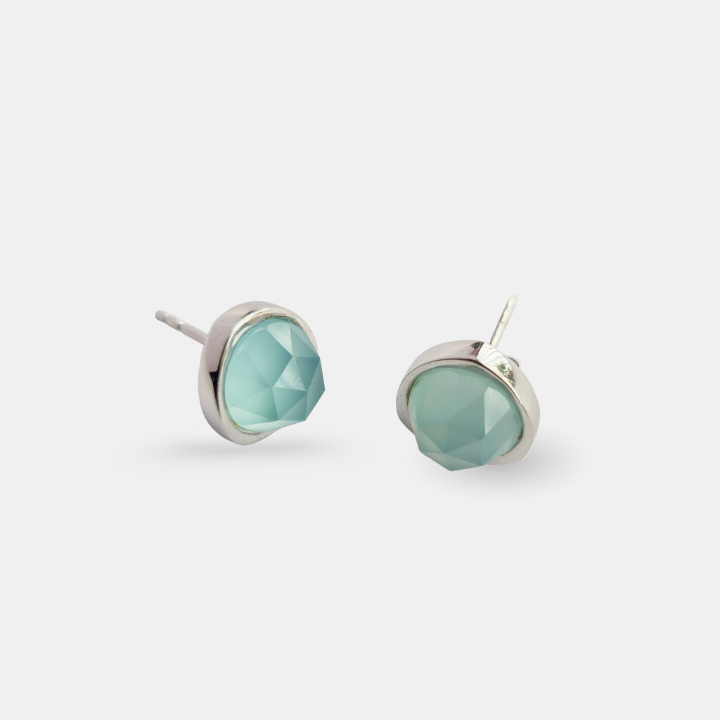 Odyssey Gemstone Stud Earrings : ER-ODS21-SL-AQB
