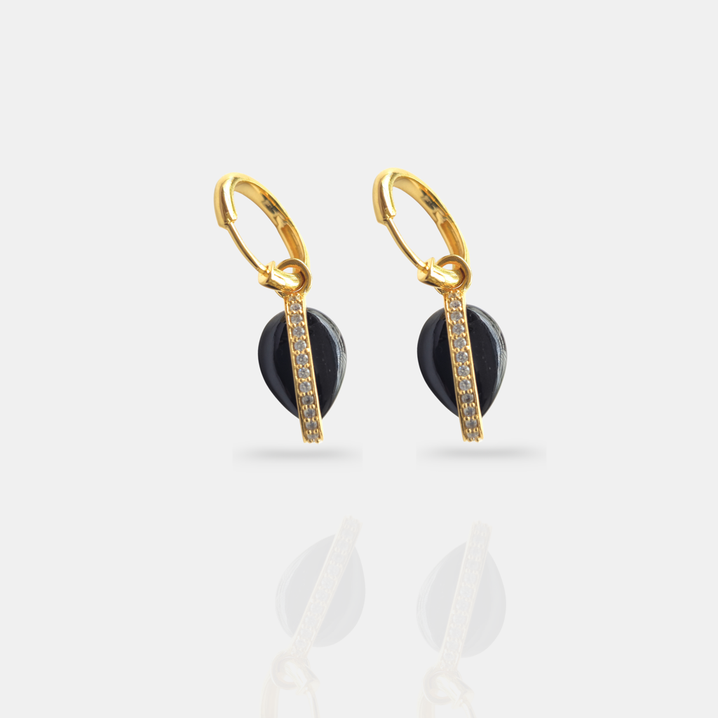 Hoops Today Drops Tomorrow Earrings : ER-HTDT27-YG-BLK