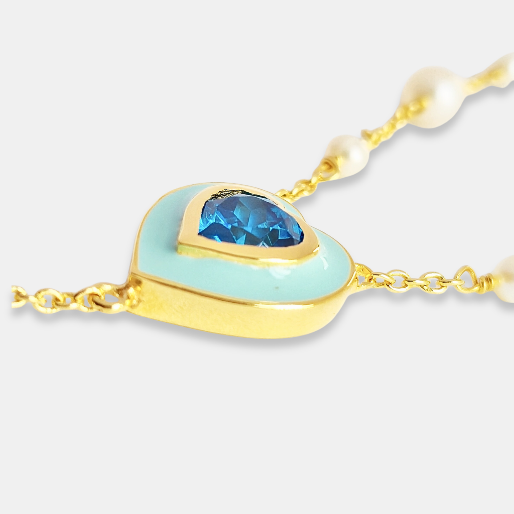 The Heartline Necklace : NK-HRT12-YG-BLU