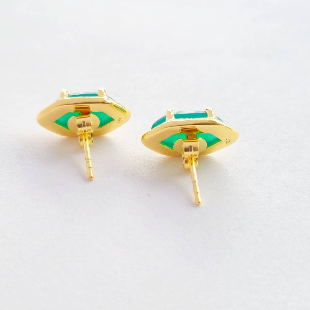 Whispers Of Ancient Forests Stud Earrings : ER-AFOR25-YG-GRN
