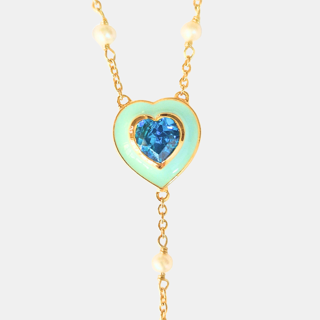 The Heartline Necklace : NK-HRT12-YG-BLU