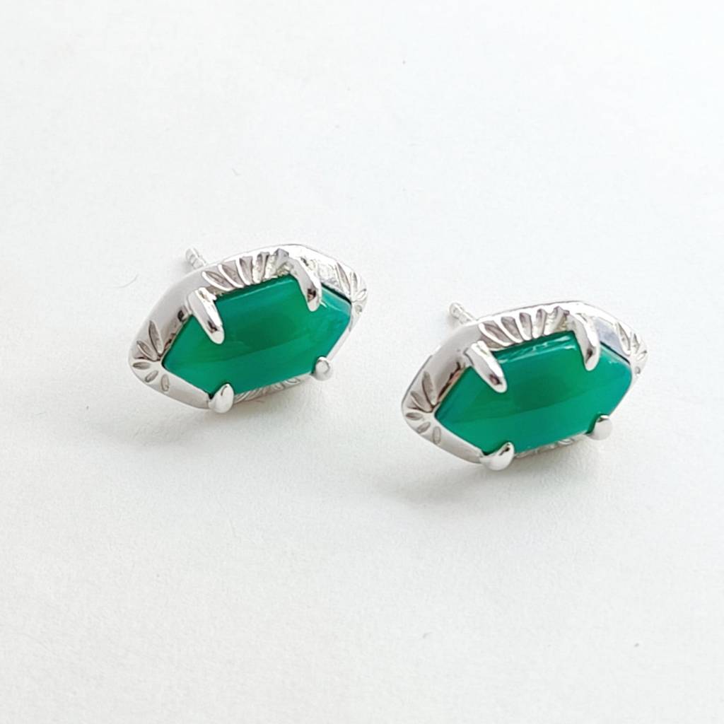 Whispers Of Ancient Forests Stud Earrings : ER-AFOR25-SL-GRN