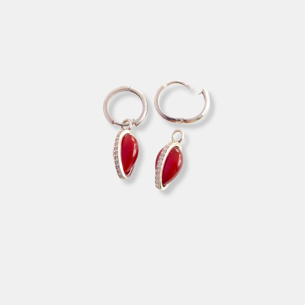 Hoops Today Drops Tomorrow Earrings : ER-HTDT27-SL-RED