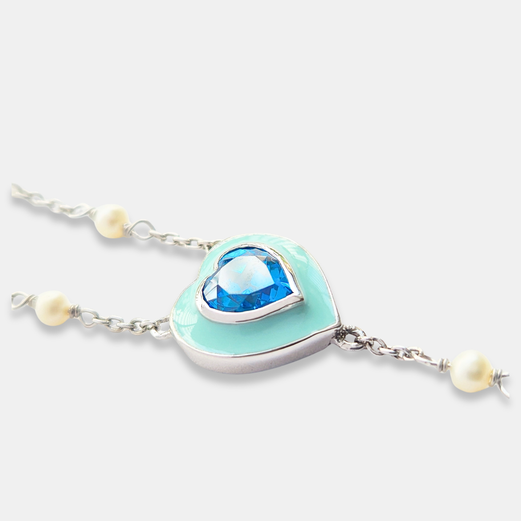 The Heartline Necklace : NK-HRT12-SL-BLU
