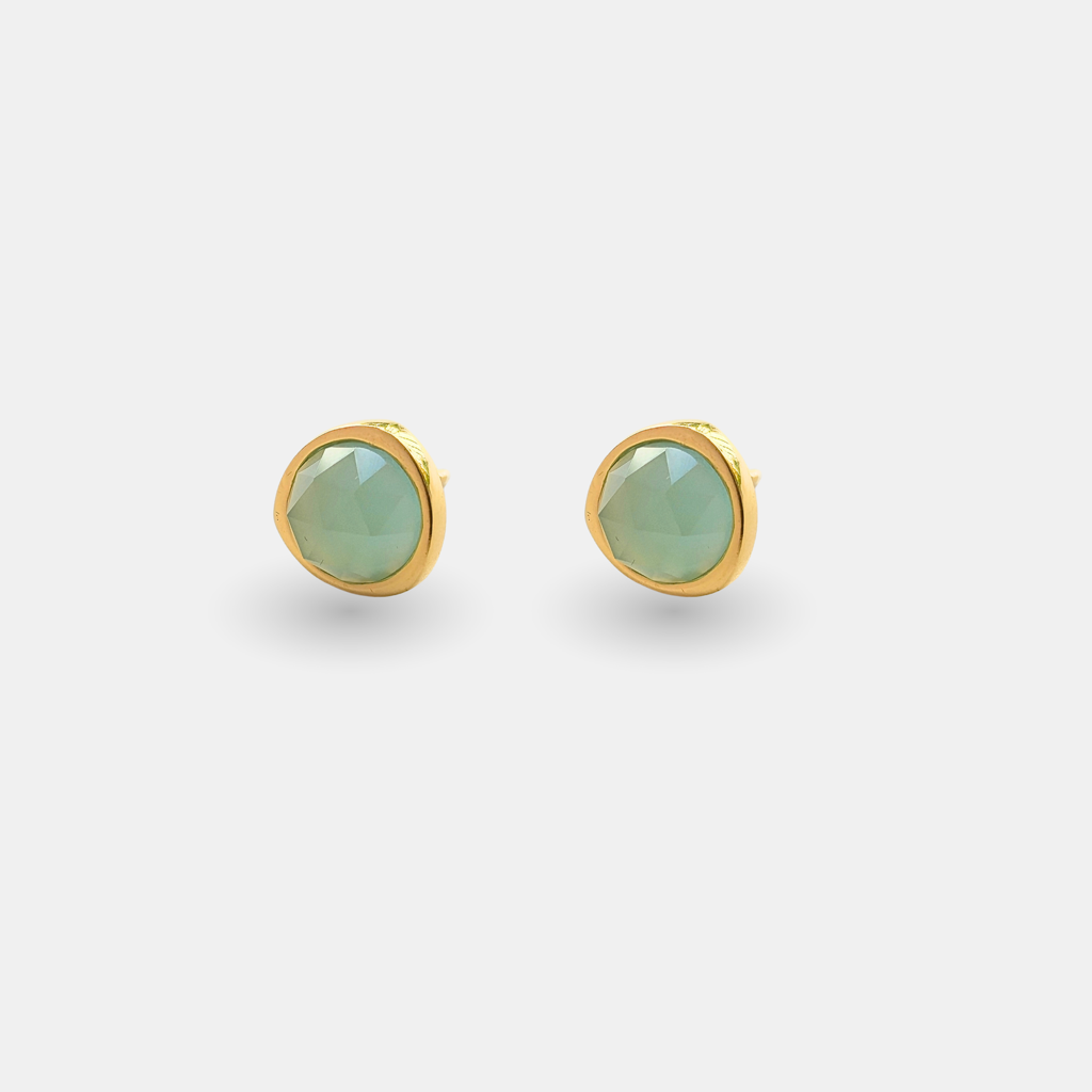 Odyssey Gemstone Stud Earrings : ER-ODS21-YG-AQB