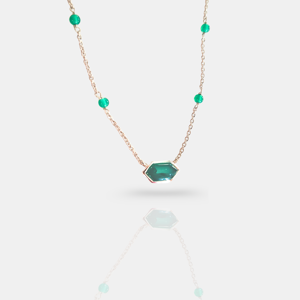 Green Mirage Pendant Necklace : NK-GM09-SL-GRN