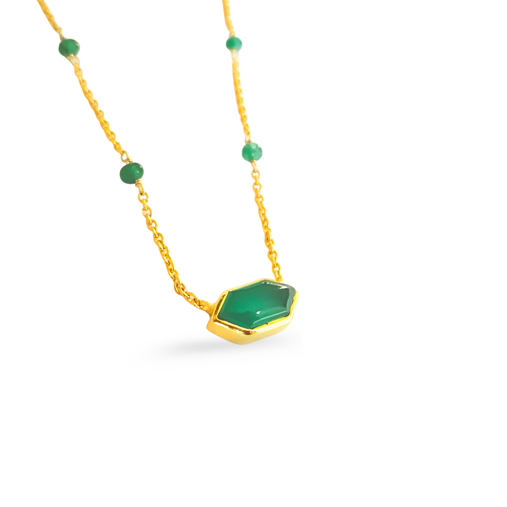 Green Mirage Pendant Necklace : NK-GM09-YG-GRN
