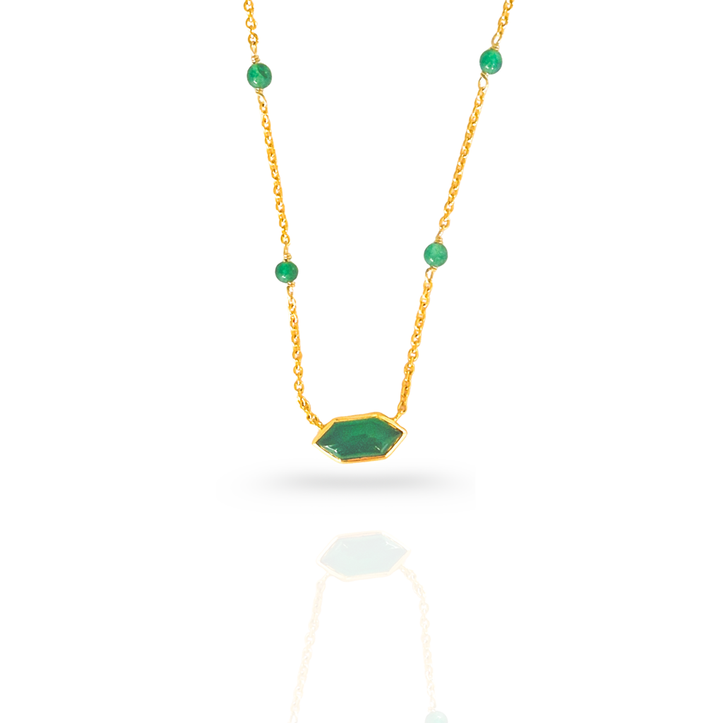 Green Mirage Pendant Necklace : NK-GM09-YG-GRN