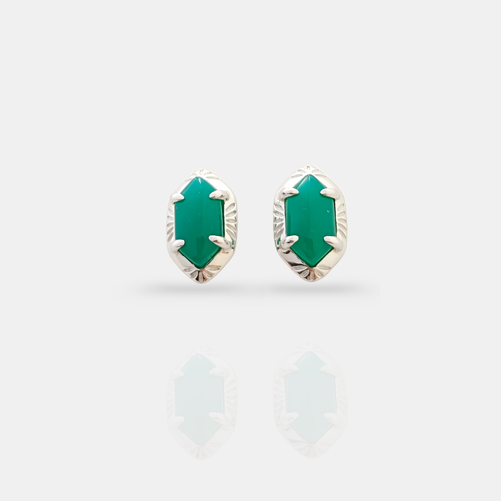 Whispers Of Ancient Forests Stud Earrings : ER-AFOR25-SL-GRN