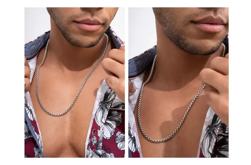 925 Sterling Silver Unisex Round Box Roque Chain : ROQ-CHN-20
