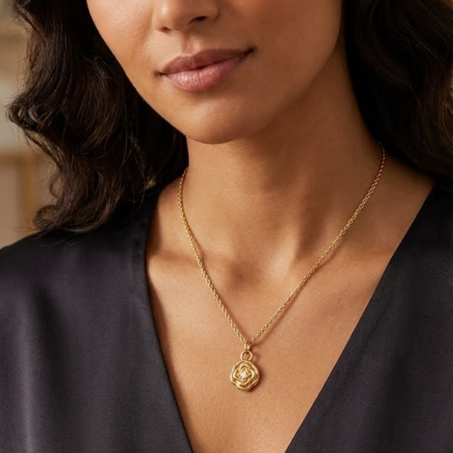 Multiple Flower Necklace For Women | Elegant Floral Pendant Jewellery : 7717651200