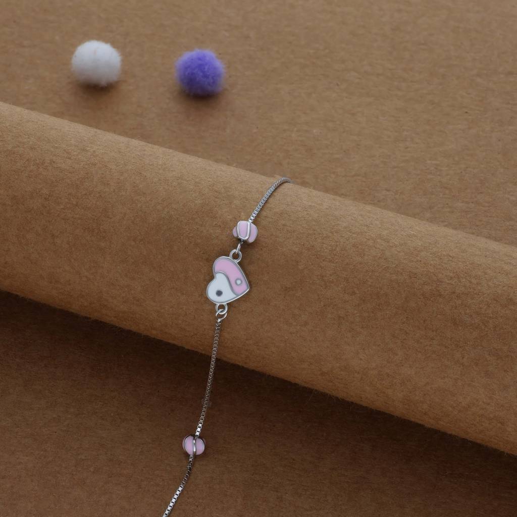 Rosy Promise Kid Silver Bracelet ( 1-7 Yrs) | 925 Hallmark | Adjustable : KB-BR-RH-U-113-S