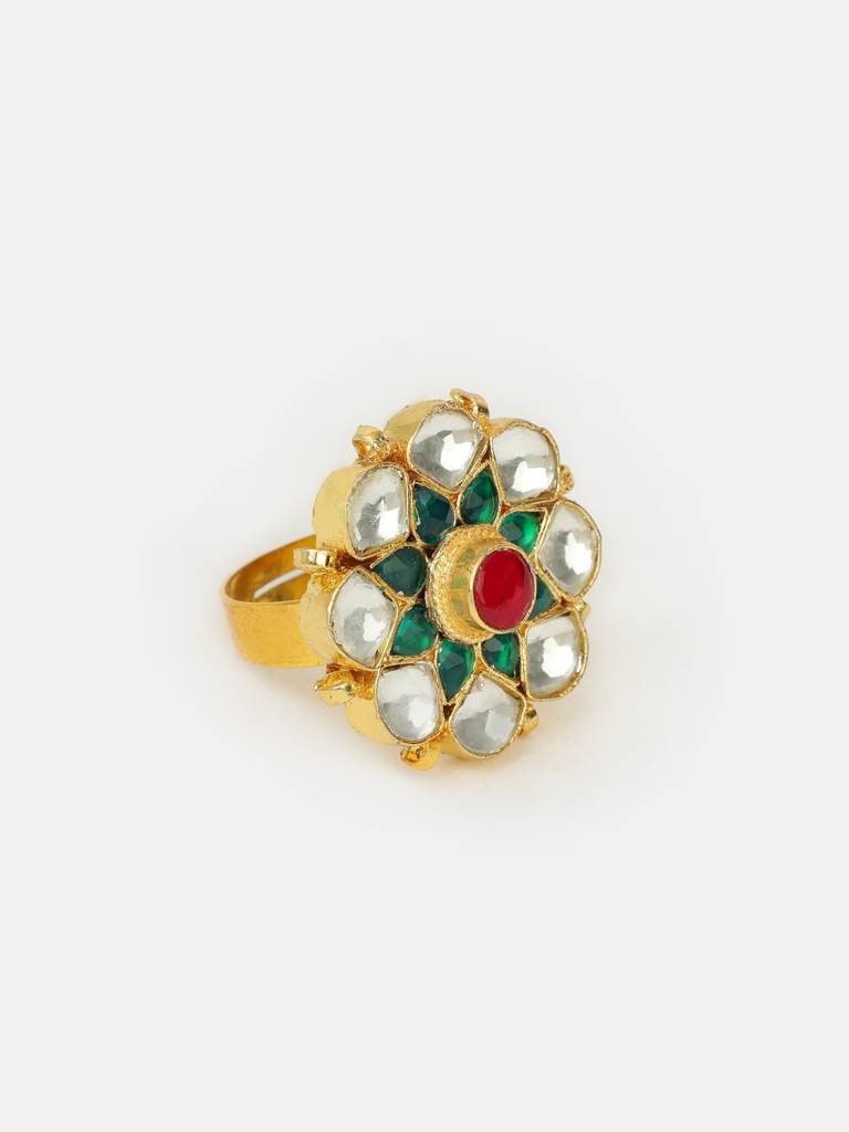 Gulzaar Meenakari Kundan Floral Ring – Simar Collection : RRKMAY26-113