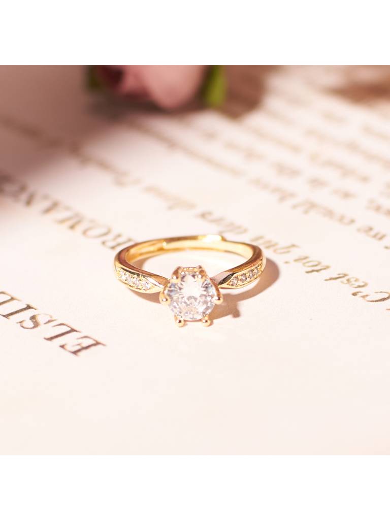 Gold-Tone Engagement Ring For Women & Girls : RS14303-G
