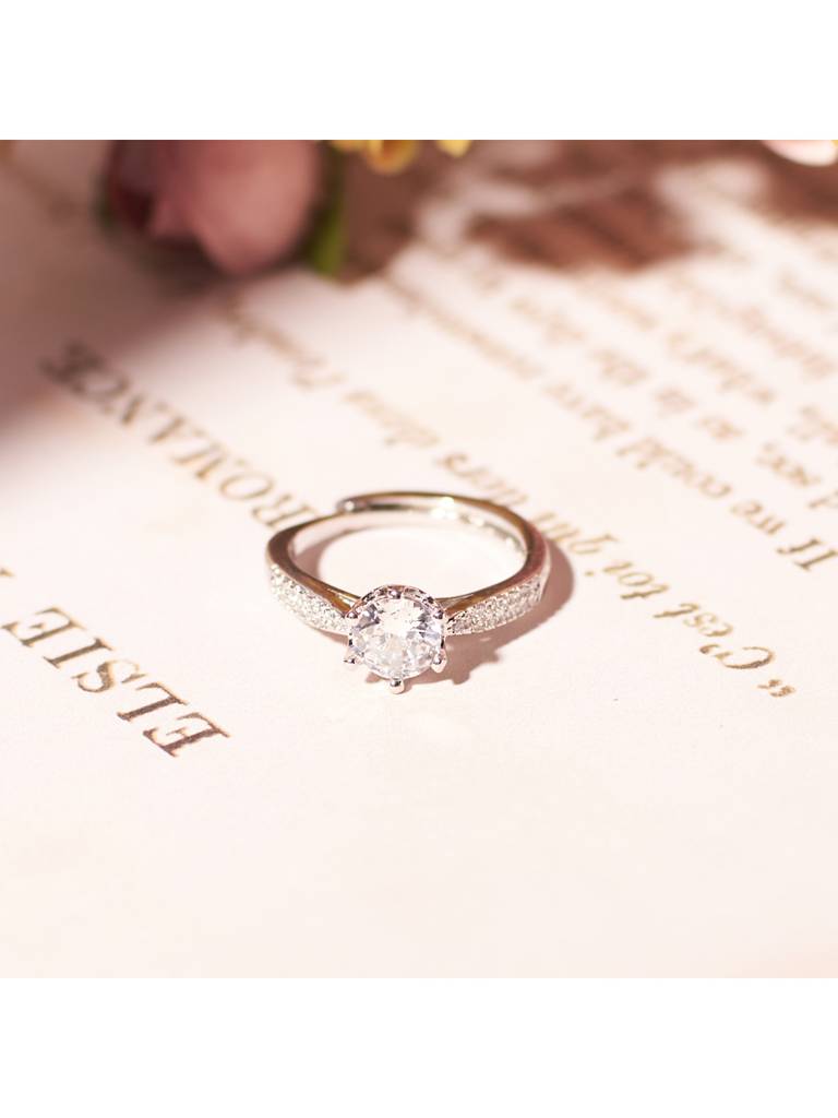 Elegant Crystal Silver Ring For Women & Girls : RS14308-S