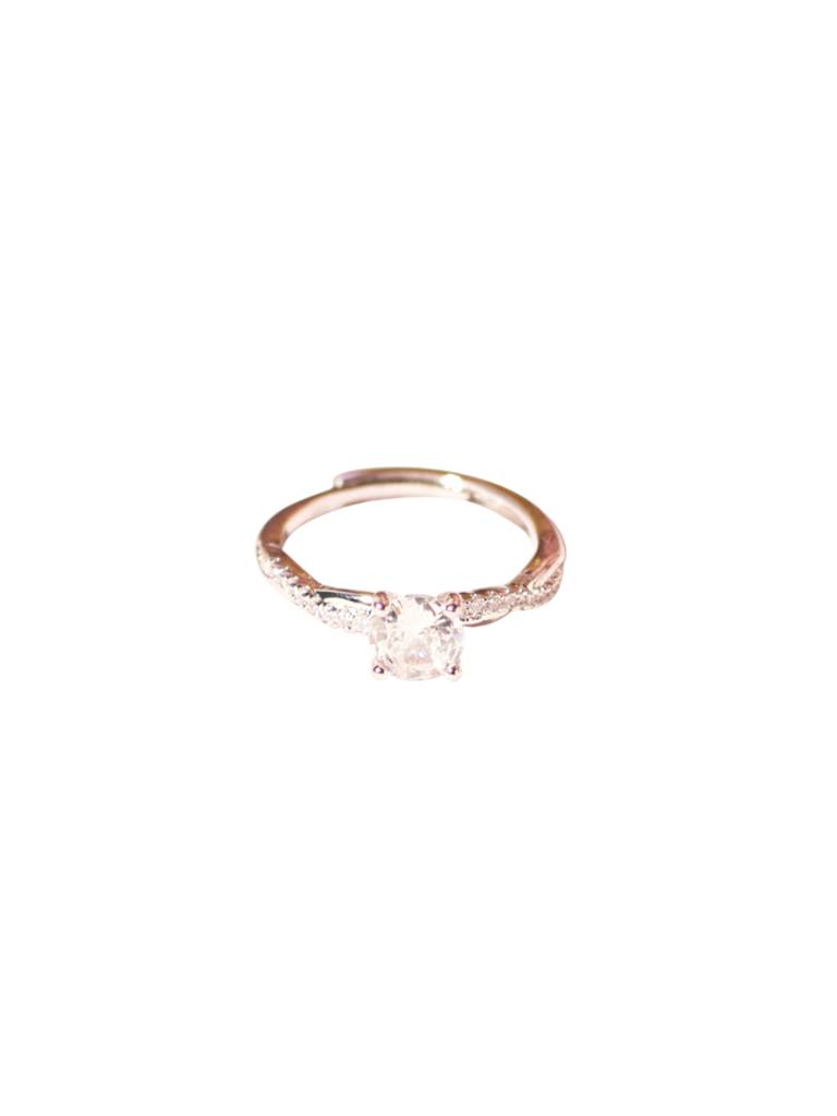 Ethereal Twist Silver Solitaire Ring For Women & Girls : RS14316-S