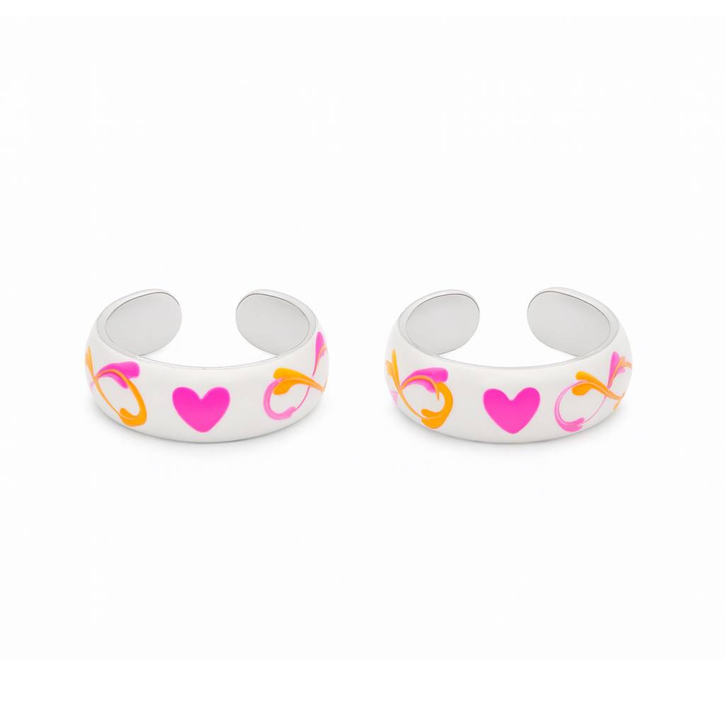 925 Sterling Silver White Heart Toe Ring – Adjustable Romantic ...