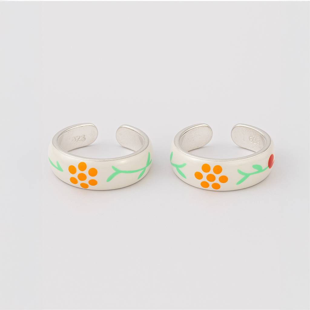 925 Sterling Silver Blossom Whimsy Toe Ring Â Adjustable Floral Jewellery : S-TR-C-059