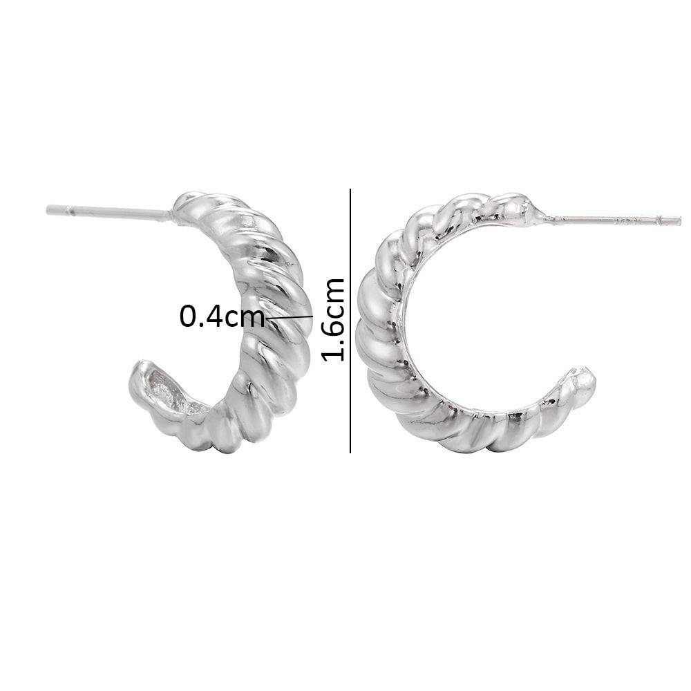 18K Plated Waterproof, Anti-Tarnish Spiral Twisted Half Hoop Earrings : AWU0125E440S