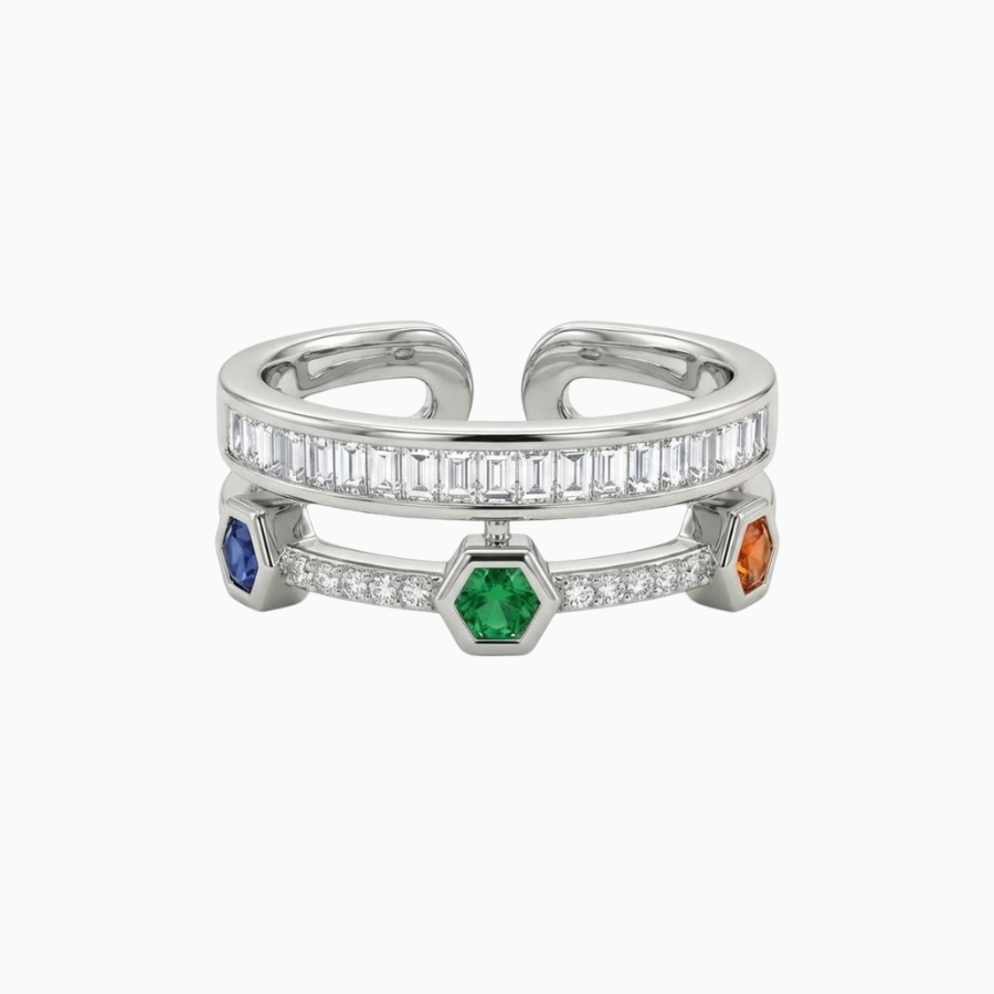 Textured Pave Silver Plated Ring For Women | Contemporary Statement Jewelry : 527787985