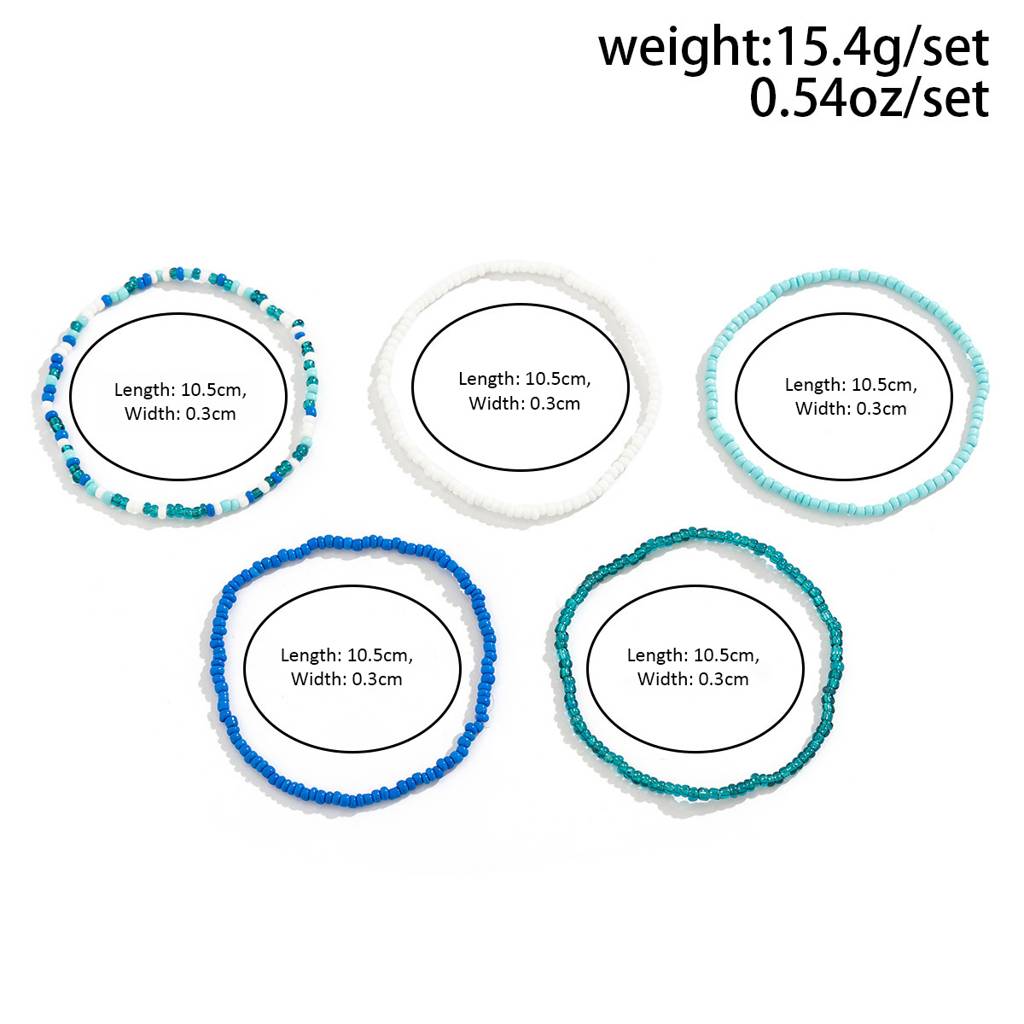 Multicolor Stretchable Bohemian Boho Elasticated Beaded Anklets : AMU0125AN894DBL