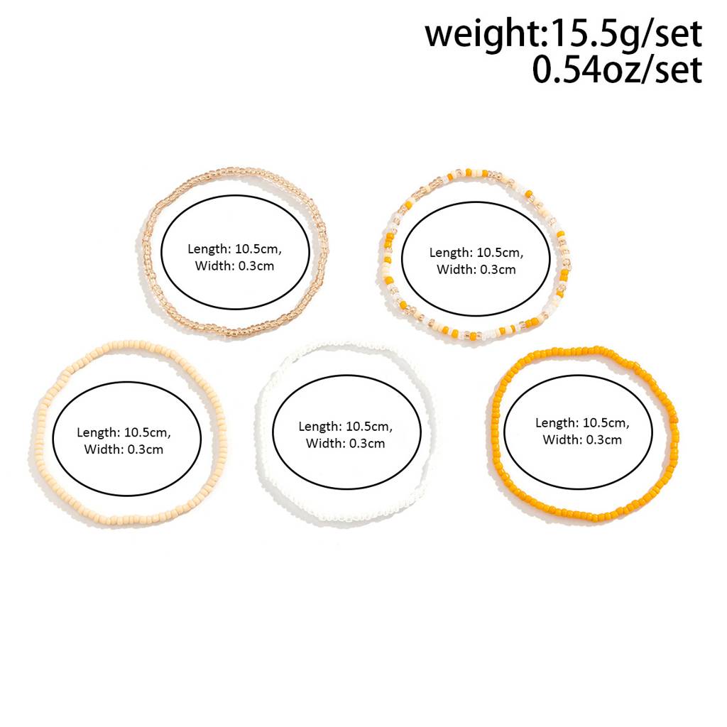 Multicolor Stretchable Bohemian Boho Elasticated Beaded Anklets : AMU0125AN899OR