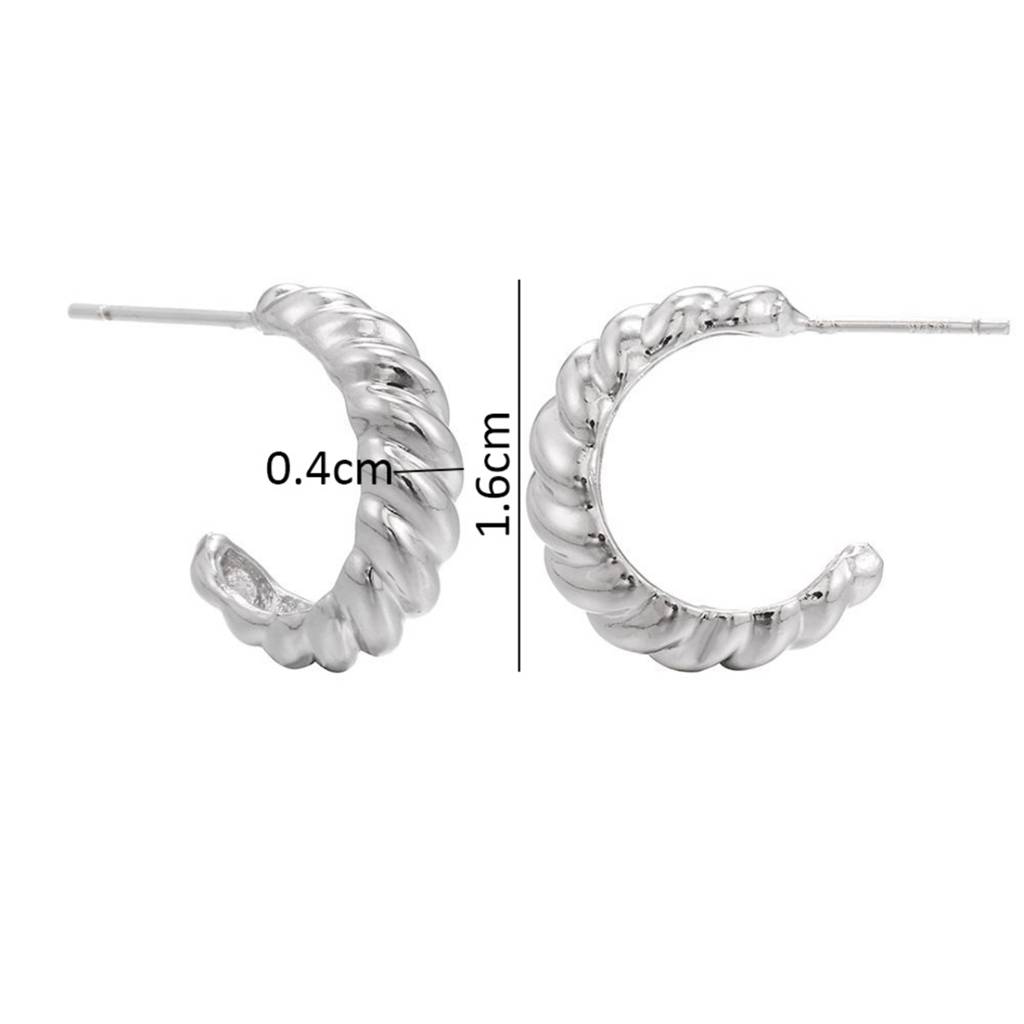 18K Plated Waterproof, Anti-Tarnish Spiral Twisted Half Hoop Earrings (Pack Of 2) : AWU0125E440SC2