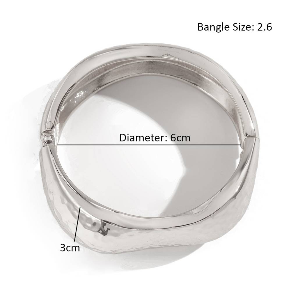 Glossy Gold/Silver Plated Bold Hammered Open Bangle Bracelet : AMU0125B544S