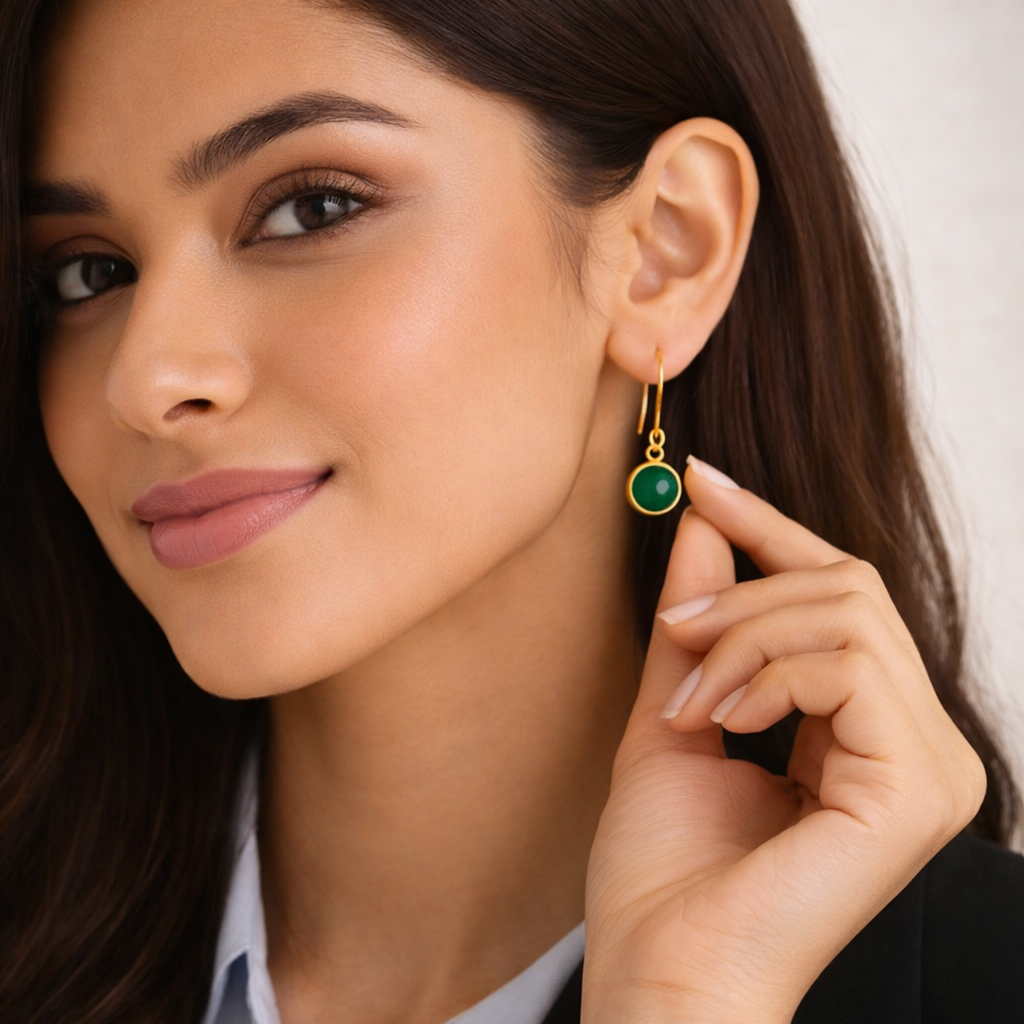 Ab Earring Brass Drops Green : SA-TST2