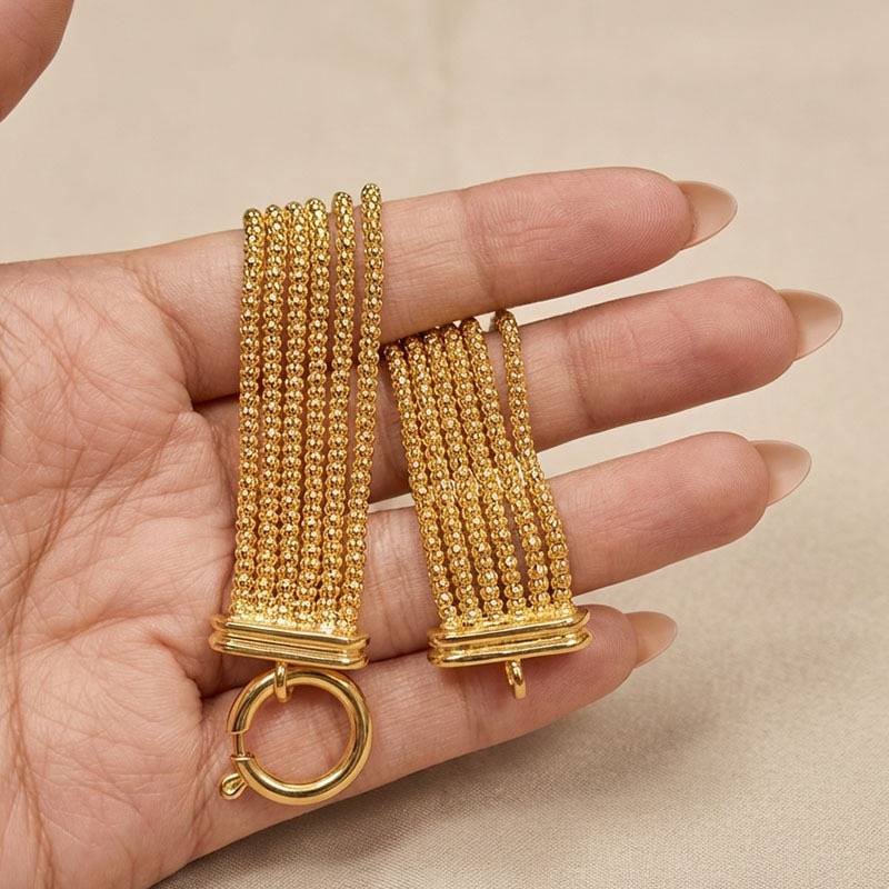 Gold Plated Mesh Chain Bracelet For Women And Girls : Sabine Multi-Strand Bracelet : SABINE-BRACELET