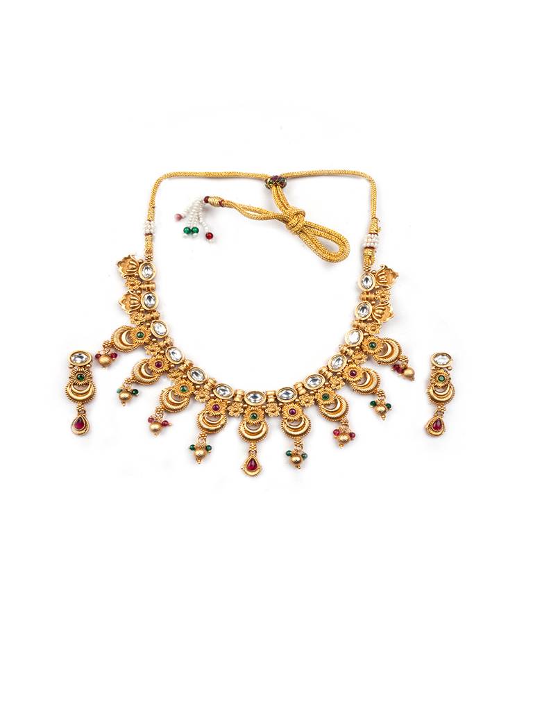 Luxurious Gold Plated Rajwadi Necklace Set : SAJP03