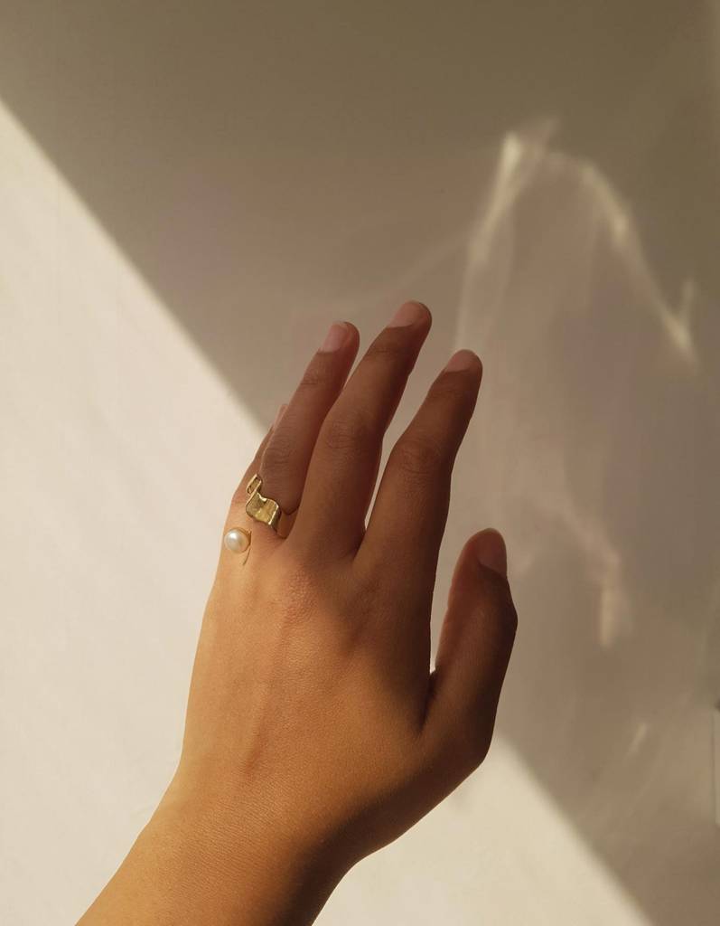 Pearl 18Kt Gold Plated Climber Ring : SARIYG60