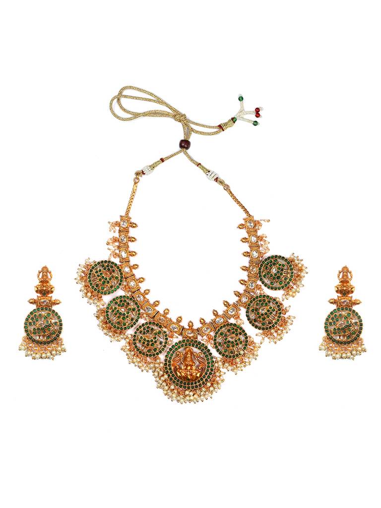 Traditional Kemp Pushp Chakra Necklace Set : SATJS216G