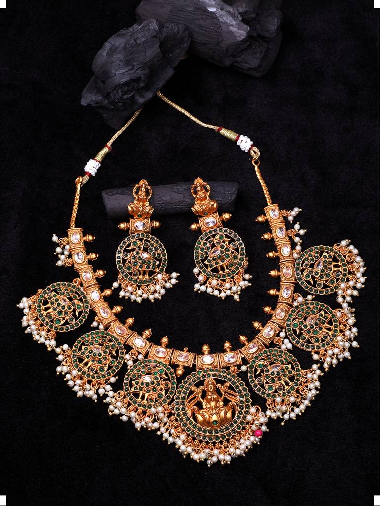 Traditional Kemp Pushp Chakra Necklace Set : SATJS216G