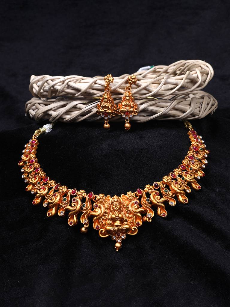 Lakshmika Butta Matte Finish Necklace Set : SATJS236